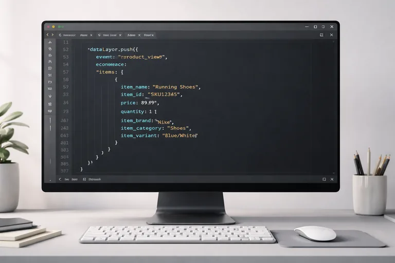 Items parametrelerini kontrol etmek Kod editöründe dataLayer yapısı incelenirken ürün parametreleri detaylı şekilde listelenmiş
