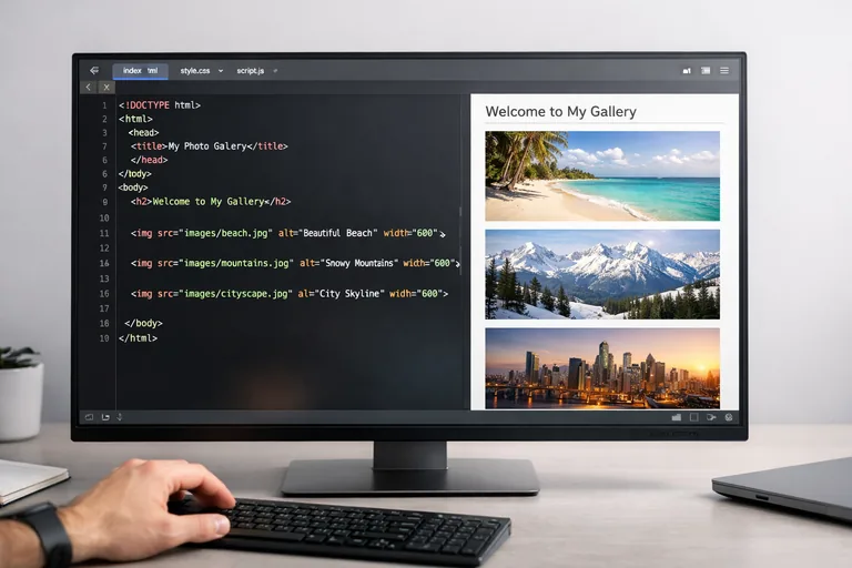 HTML img etiketi ile medya ekleme ve içerik ayrımı HTML img ve hr etiketlerinin kullanıldığı web sayfası düzeninde içerik bölümleri arasında yapılan ayrım ve medya ekleme yapısı