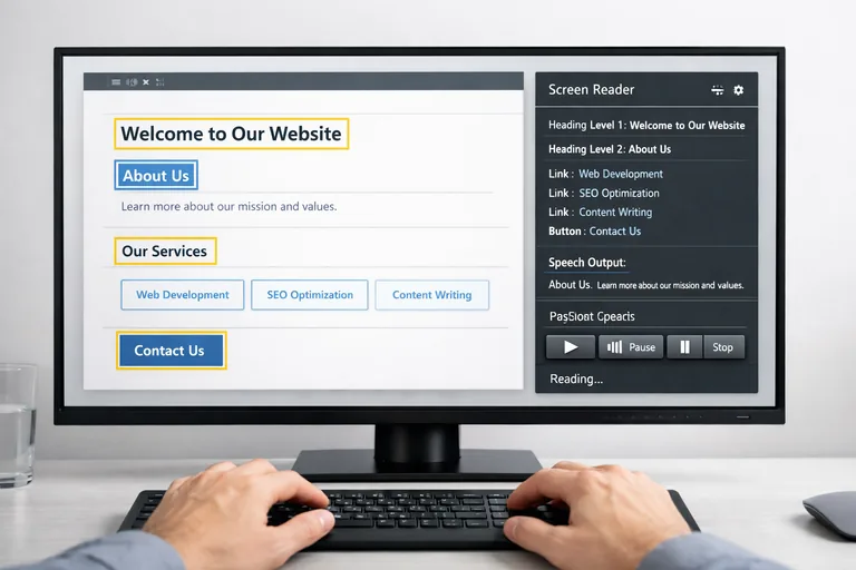 Ekran okuyucu ve klavye ile gezinirken net başlık yapısı sunan arayüz örneği