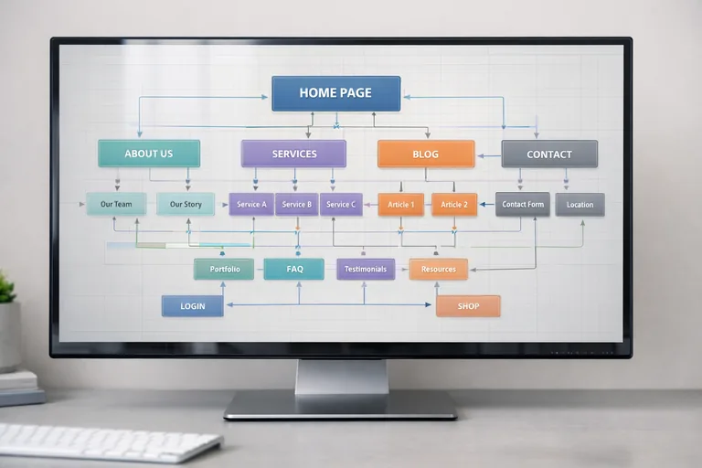 Site içi bağlantı yapısını gösteren içerik haritası ve sayfalar arası ilişki diyagramı