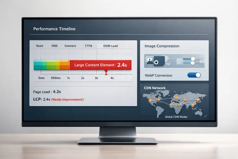 Sayfanın üst bölümündeki büyük medya öğesinin yükleme sırasını gösteren zaman çizelgesi