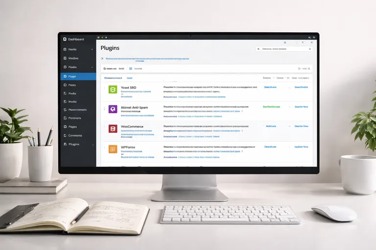 WordPress yönetim panelinde farklı işlevler için eklenti listesi ve etkinleştirme seçenekleri bulunan ekran